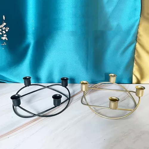 Elegáns Fekete és Arany Fém Gyertyatartó