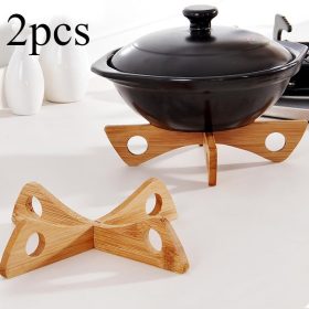   2 db Fa Trivet forró ételekhez - Hőálló és dekoratív konyhai asztali fa alátét