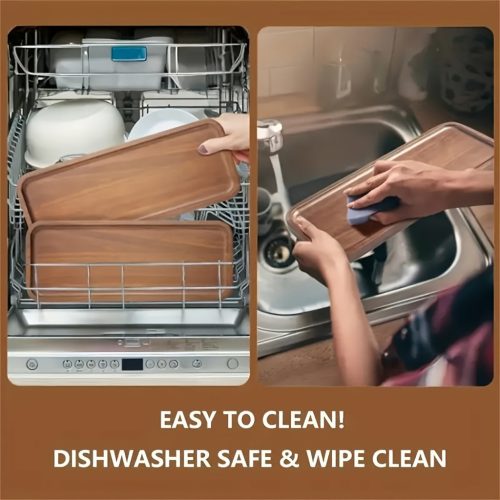 Sokoldalú Fa Tálaló Tálca - Tökéletes Kávéhoz, Teához, Ékszer Kiállításhoz és Tároláshoz, Gyümölcsökhöz, Ételekhez, Reggelihez és Vacsorához - Csíkos Tervezés, Ideális Otthoni, Konyhai, Éttermi Használatra