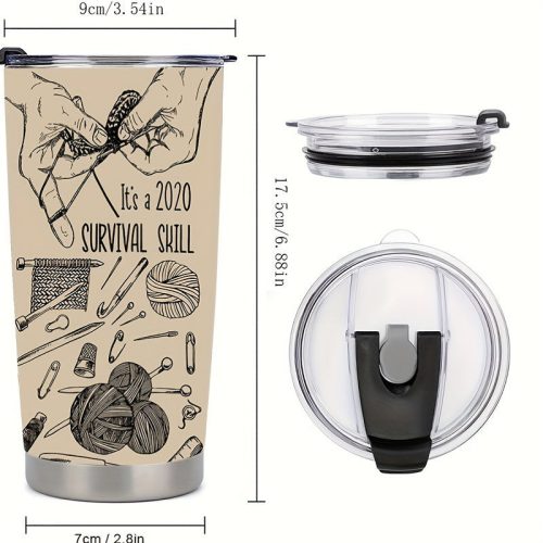 Horgolás mintájú Rozsdamentes Acél termosz bögre fedéllel