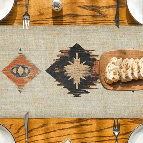 Foltos, mintás, poliészter asztalkendő étkezéshez