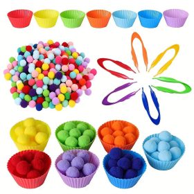   Gyermek Színválogató és Számláló Plüss Labda Készlet