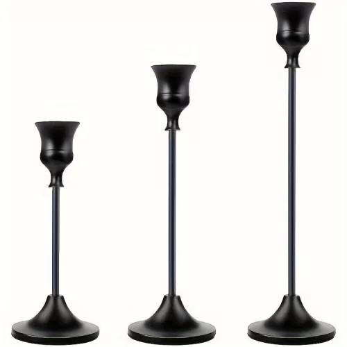 3 darabos Elegáns Fém Gyertyatartó Készlet