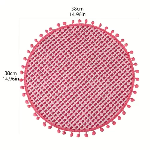4db Bohém Stílusú Fonott Asztalfutó Készlet Golyós Bojttal