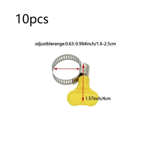 10db Állítható Sárga Műanyag Fogantyús Tömlőbilincs