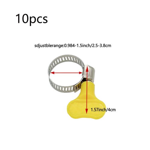 10db Állítható Sárga Műanyag Fogantyús Tömlőbilincs