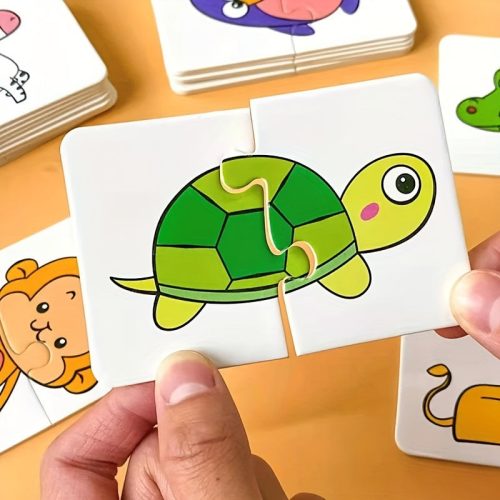 Állat- és gyümölcstema-alapú párosító kirakós kártyák