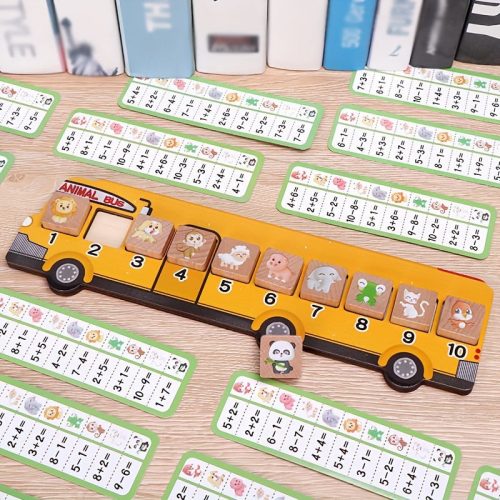 Fa Állatos Busz Puzzle Játék - Fejleszti a Matematikai Készségeket és a Logikát