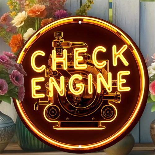 1db Retro Alumínium Check Engine Neon Tábla