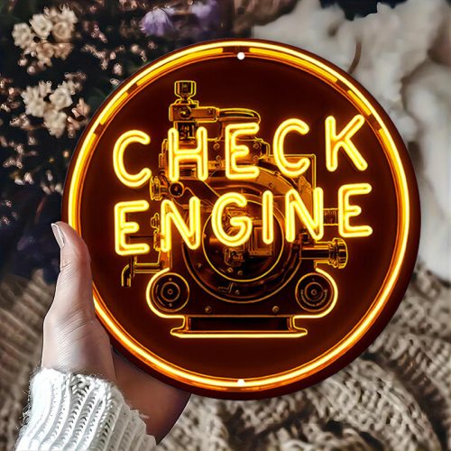 1db Retro Alumínium Check Engine Neon Tábla