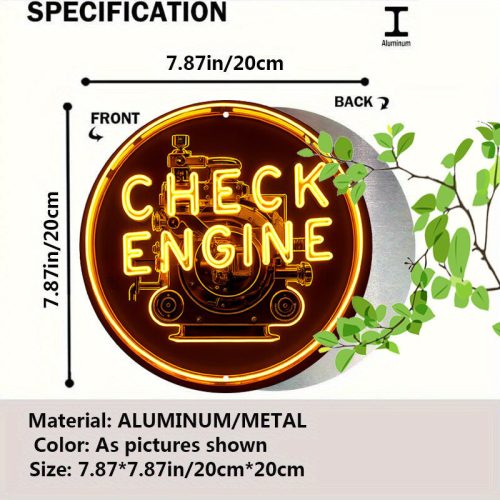 1db Retro Alumínium Check Engine Neon Tábla