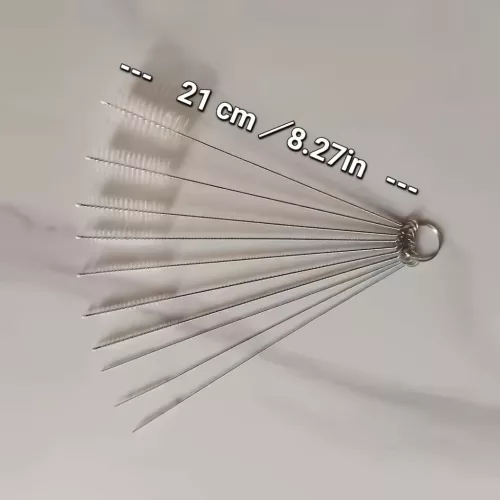 10db rozsdamentes acél nyéllel puha sörtéjű szívószál kefe