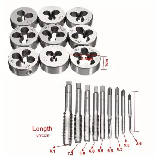 Metrikus Tap Die Készlet M3-M12 Csavarcsatornák