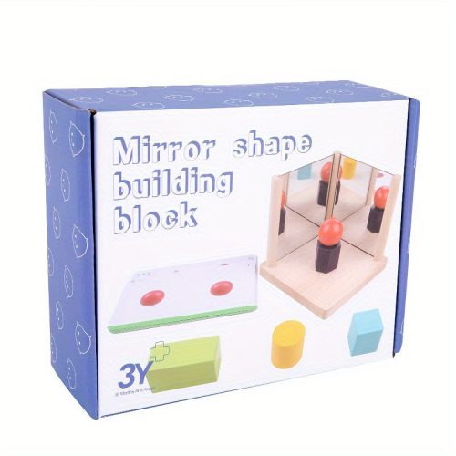 Fa geometriai alakú tükör építőkockák - Fejleszd a térlátást és a logikai készségeket puzzle játékkal
