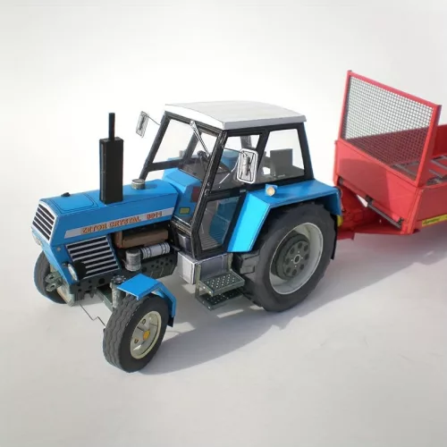 Traktor modell utánfutóval
