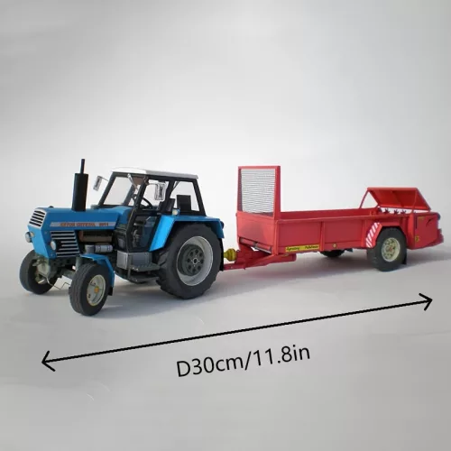 Traktor modell utánfutóval
