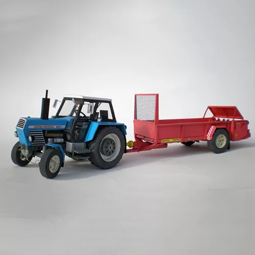 Traktor modell utánfutóval