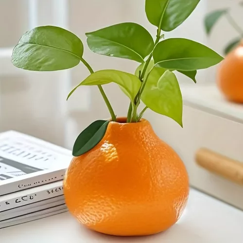Stílusos narancssárga citrusforma váza