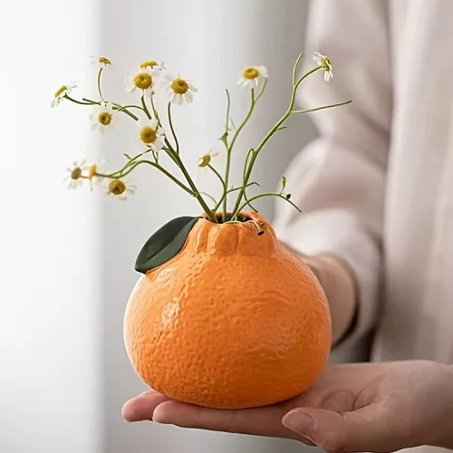 Stílusos narancssárga citrusforma váza