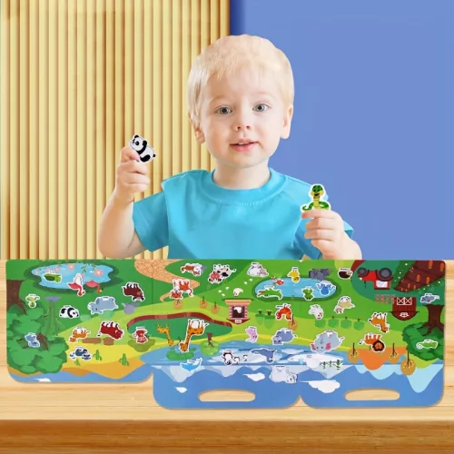 Újrahasználható matricáskönyv, mosható matricák, karácsonyi ajándék felnőtteknek, húsvéti ajándék - tél, újév Dinoszauruszok