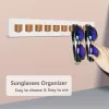 1db modern rusztikus, fából készült napszemüveg-rendező – falra szerelhető szemüvegkijelző és tárolóállvány akár 9 szemüveghez – tökéletes lakberendezés Fa színe