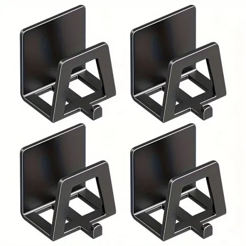 4db Modern Easy Install Öntapadó Fém Trapézúmosó Tároló Állvány Fekete - 4 db