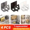 4db Modern Easy Install Öntapadó Fém Trapézúmosó Tároló Állvány Fekete - 4 db