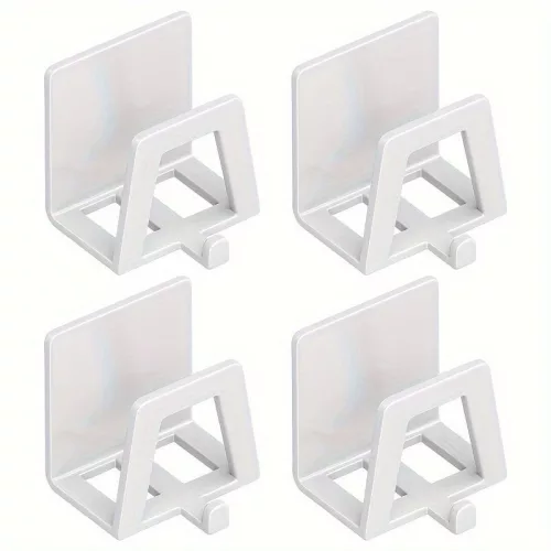 4db Modern Easy Install Öntapadó Fém Trapézúmosó Tároló Állvány fehér - 4 db