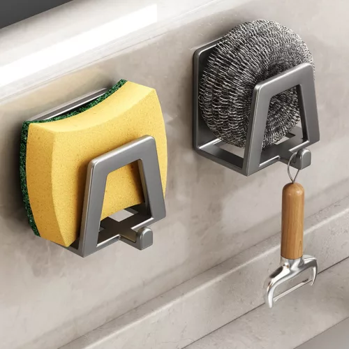 4db Modern Easy Install Öntapadó Fém Trapézúmosó Tároló Állvány fehér - 4 db
