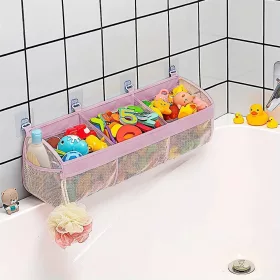   Sokoldalú hálós szervezőtáska fürdőszobához és zuhanyhoz - Ideális játékok, snackek és hajkiegészítők tárolására Rózsaszín