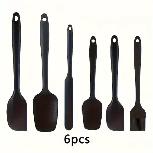 6 darabos Prémium Szilikon Spatula Készlet Fekete - 6 db