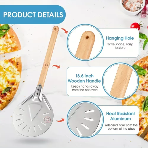 8 hüvelykes kerek alumínium pizza lapát