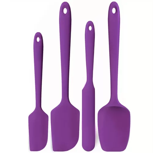 4 db-os szilikon spatulaszett, hőálló 600°F-ig, tartós gumi konyhai eszközök tapadásmentes edényekhez, varrat nélküli kialakítás, piros, 4 méret Szilikon Spatula Lila 4 darabos készlet