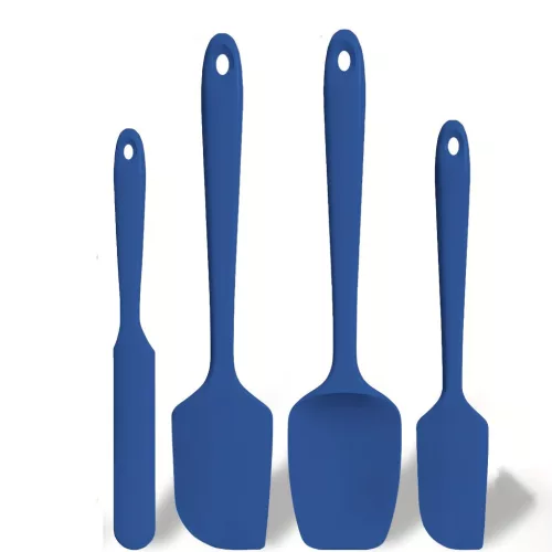 4 db-os szilikon spatulaszett, hőálló 600°F-ig, tartós gumi konyhai eszközök tapadásmentes edényekhez, varrat nélküli kialakítás, piros, 4 méret [Szilikon kaparó kék 4 darabos készlet]
