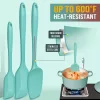 4 db-os szilikon spatulaszett, hőálló 600°F-ig, tartós gumi konyhai eszközök tapadásmentes edényekhez, varrat nélküli kialakítás, piros, 4 méret Szilikon kaparó készlet cián 4 darabos