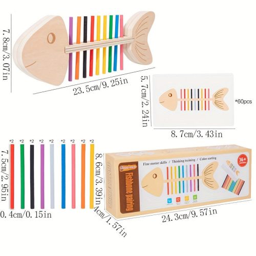 Fából készült halcsont alakú kirakós játék