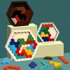 3D hatszögletű fa puzzle játék