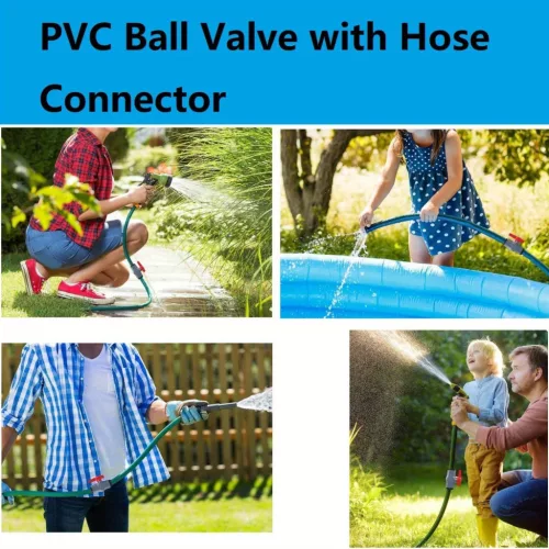 40 mm-es PVC golyós szelep tömlőcsatlakozóval – 2 db 32 mm-es fúvókával, tömítőszalaggal
