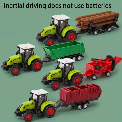 Hátrahúzható Műanyag traktor és pótkocsi játék készlet