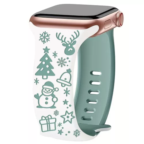 Női Karácsonyi Gravírozott Szilikon Apple Watch Pánt