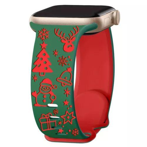 Női Karácsonyi Gravírozott Szilikon Apple Watch Pánt