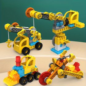   Gyerek építőkocka készlet, fogaskerék mechanizmus és jármű játékkészletek