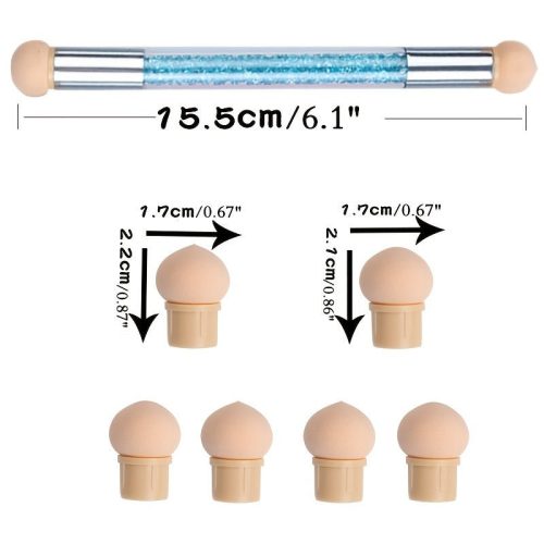Gradient Sponges körömdíszítő ecsetkészlet 4 cserélhető fejjel – akrilgél, csillámos és púderszedő pöttyező eszközök professzionális körömművészeknek