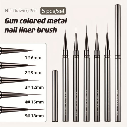 5db Nail Art Design Toll Festőeszközök Zselés Ecsettel, Színátmenetes Ecsettel, Részletecsettel És Pöttyös Tollal A Nail Art Design Manikűr Szalonhoz