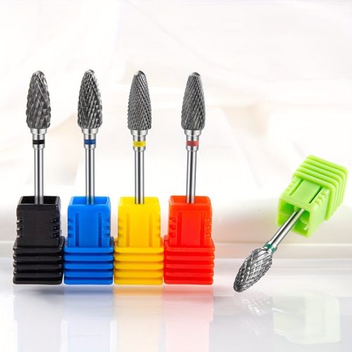 5 db Volfrámkarbid körömfúró, forgó elektromos keményfém maró manikűr géllakk eltávolítóhoz 7,62/81,28 cm körömreszelő pedikűr