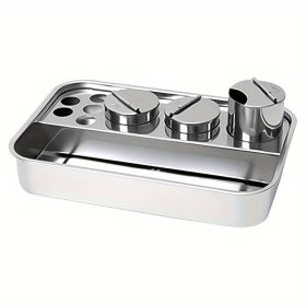   Professzionális rozsdamentes acél körömápoló szerszámtartó készlet tisztító kiegészítőkkel, manikűr-pedikűr eszközök tároló tálca készlet