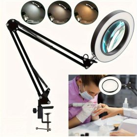   Állítható LED nagyító lámpa, nagyító üveg lámpa szorítóval, hosszú karú asztali lámpa manikűrhöz, szépségápoláshoz