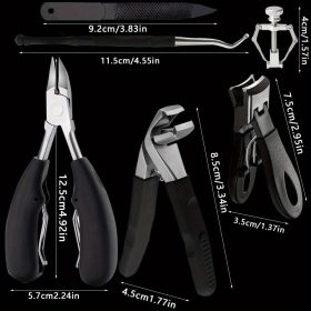   6 darabos körömcsipesz készlet ívelt pengékkel, benőtt körömreszelővel & szögletes vágókkal - Szagmentes manikűr & pedikűr készlet minden körtípushoz