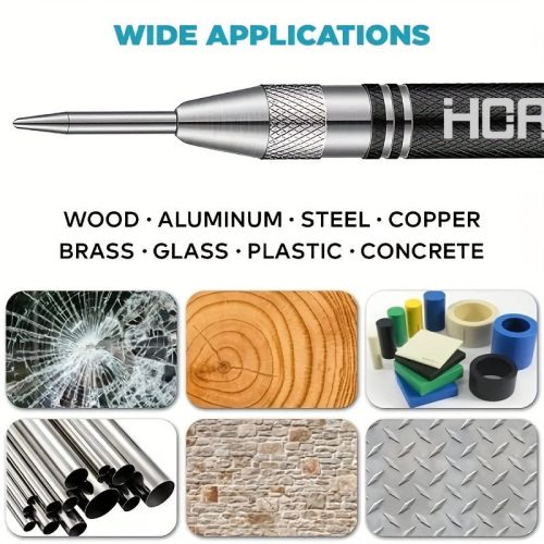 1 db szuper erős, ötvözet, volfrámacél hegyű automata centrális lyukasztó – állítható, rugós, fém fúrószerszám famegmunkáláshoz és jelöléshez