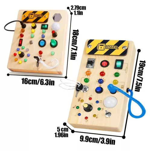 Színes Fa Foglalkoztató Tábla Érzékszervi Játékkal, Fény Kapcsolókkal - Oktatási & Utazásbarát Születésnapi Ajándék Gyerekeknek